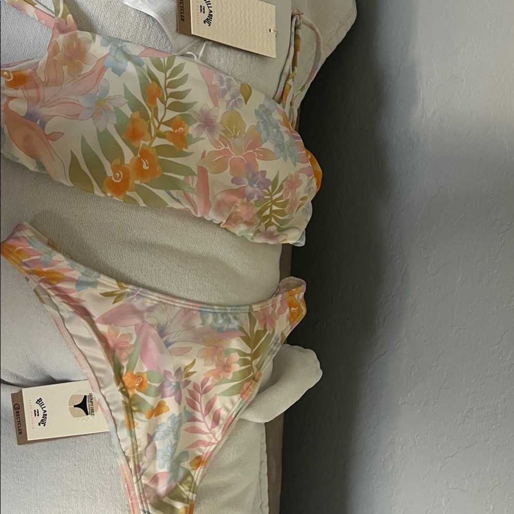 Billabong Floral Bikini Set - Pink, Orange, Green